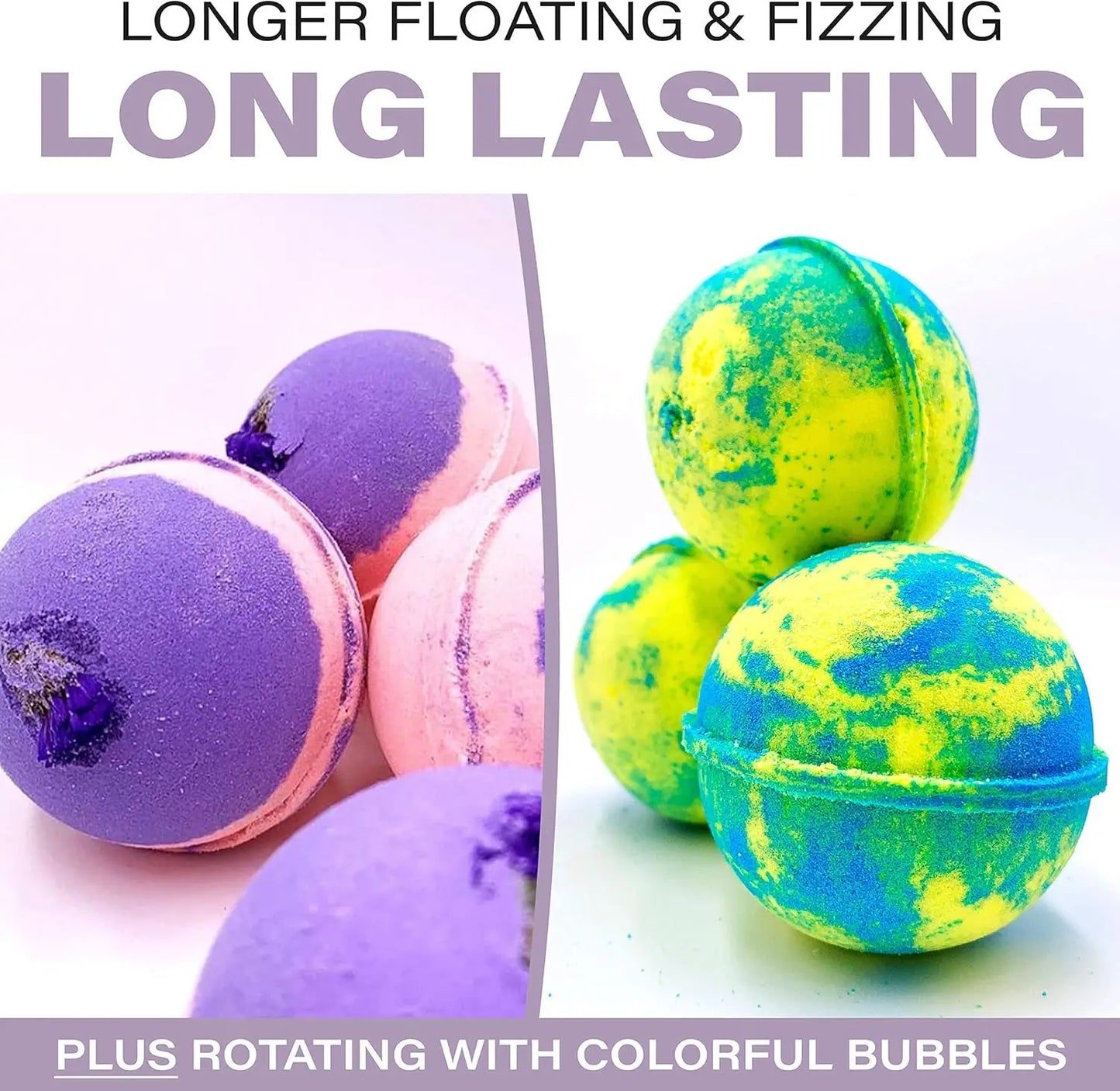 12 XXL Organic Bath Bombs Gift Set for Women Men Kids Long Lasting Floaters Relaxing Aromatherapy Pure Essential Oils Healing