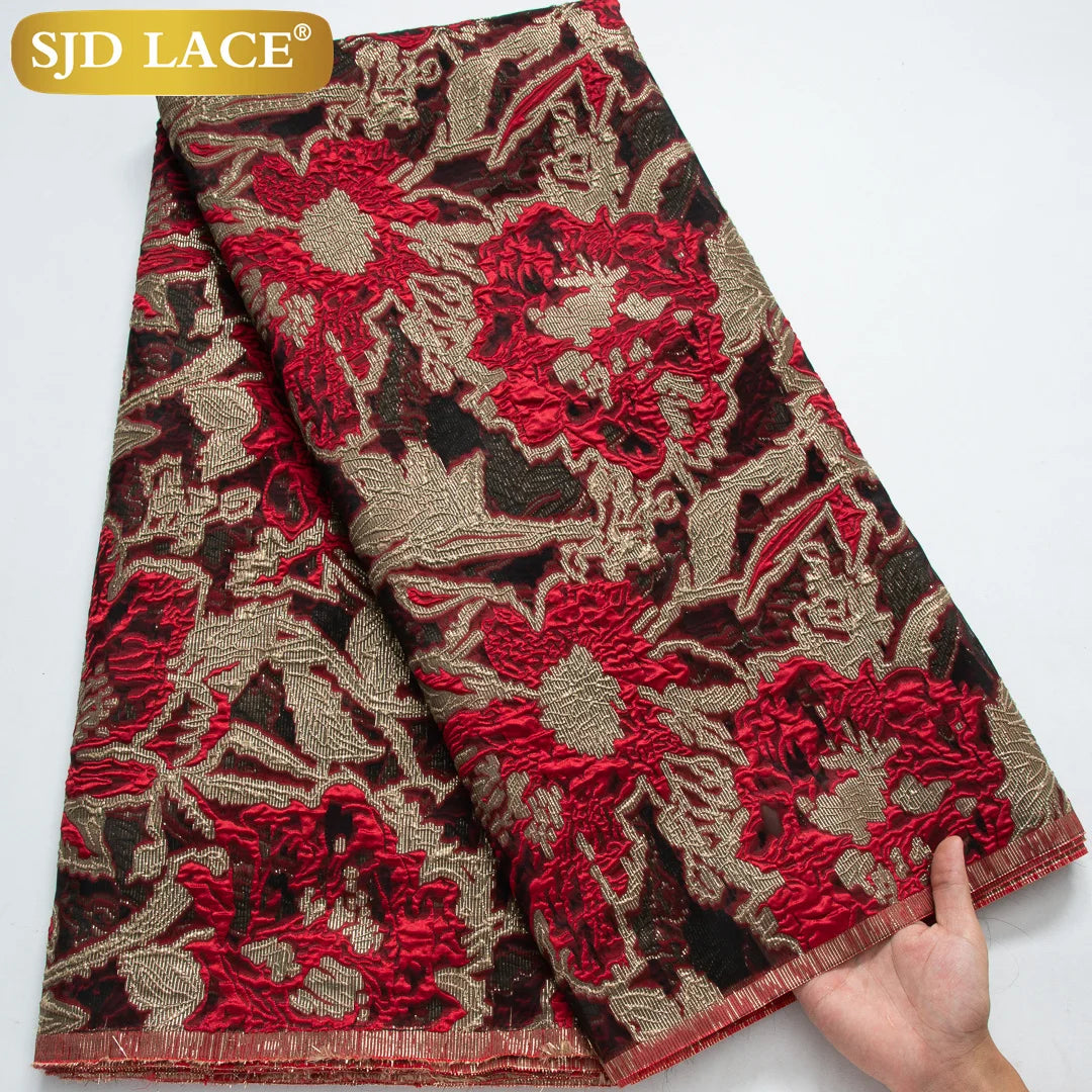 Nigerian Brocade Lace Damask Fabrics African Jacquard For Women Dresses