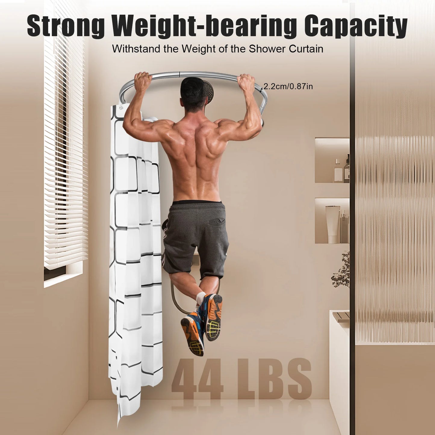 Extendable U Shaped Shower Curtain Rod Set Punch Free Bathroom