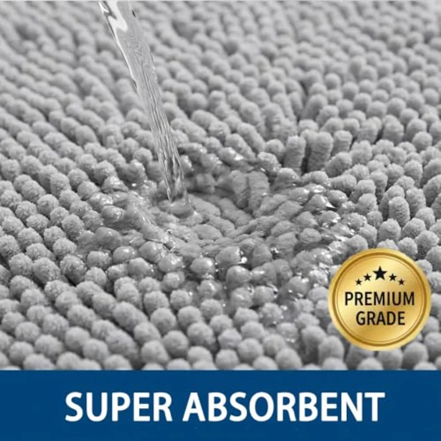 Super Absorbent Chenille Bathroom Rug Set With Non Slip Backing