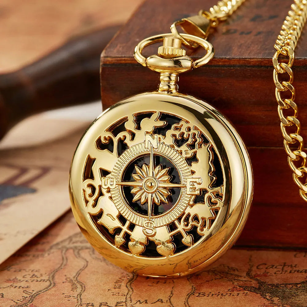 Antique Steampunk Arabic Numerals Quartz Pocket Watch Necklace Pendant Unisex