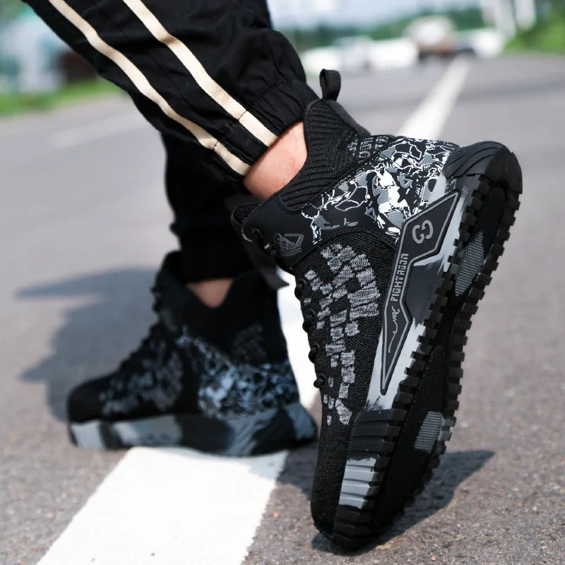 Breathable Camo Men Indestructible Steel Toe Construction Work Boots Anti-smash Stab-resistant Safety Shoes Biker Botas Para Hombre