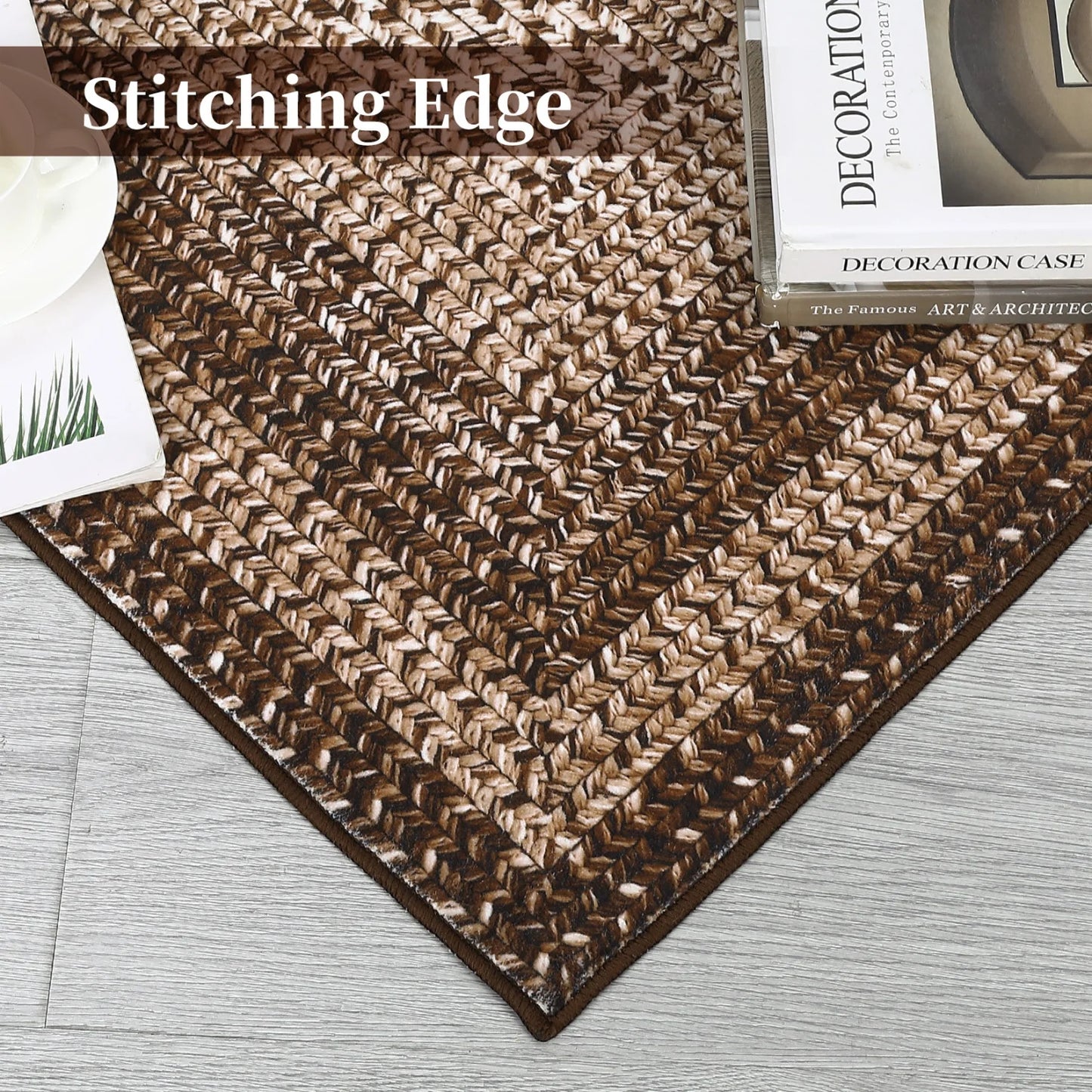 HiMISS Washable Area Rug Non Slip Modern Braided Print