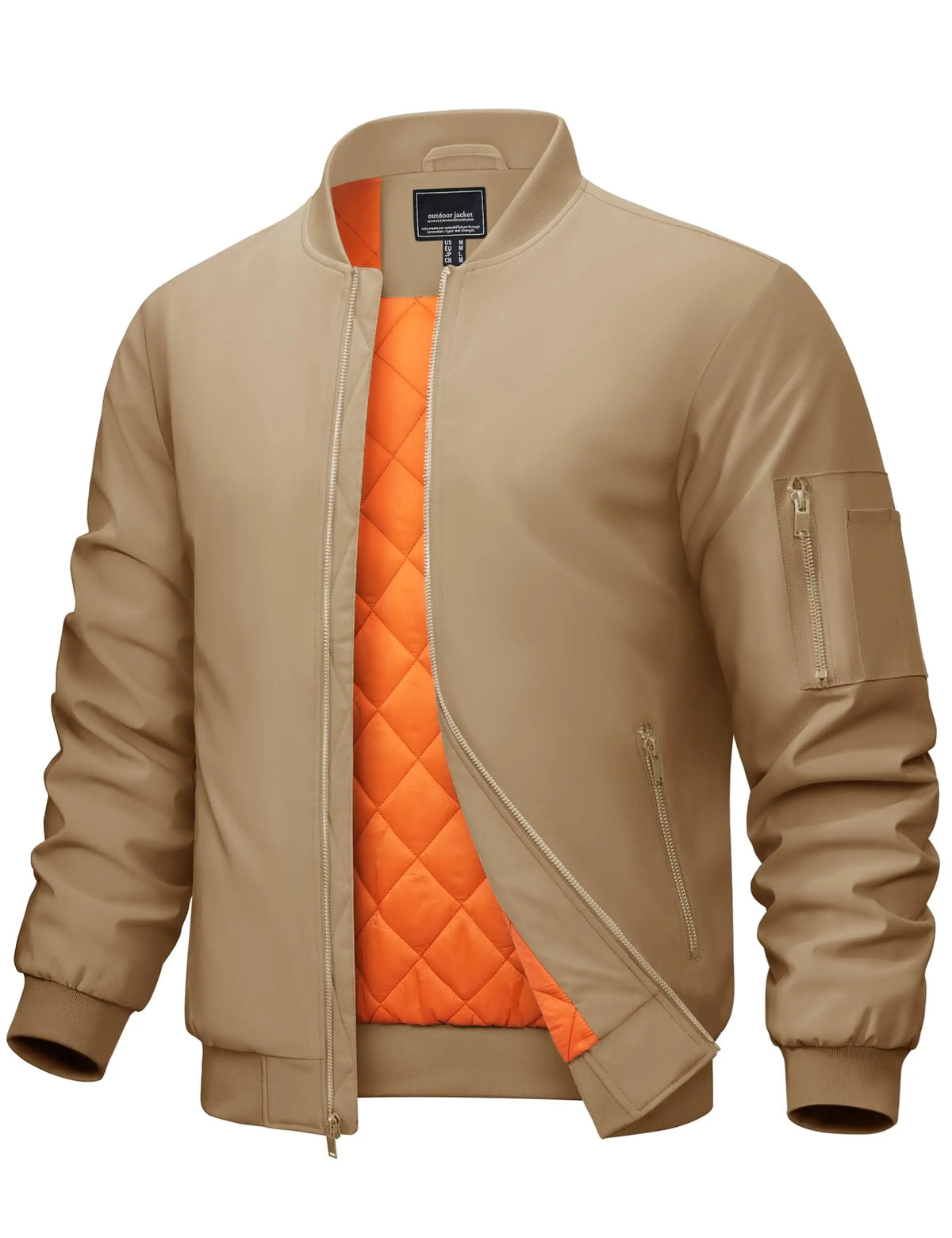 Cavva Men's Padded Windbreaker Jacket With Zipper Pockets For Travel