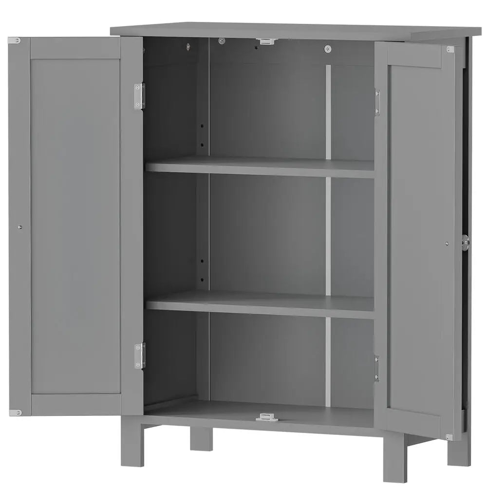 Bathroom Floor Cabinet Storage Solid Wood Cupboard Free Standing With 3 Shelves