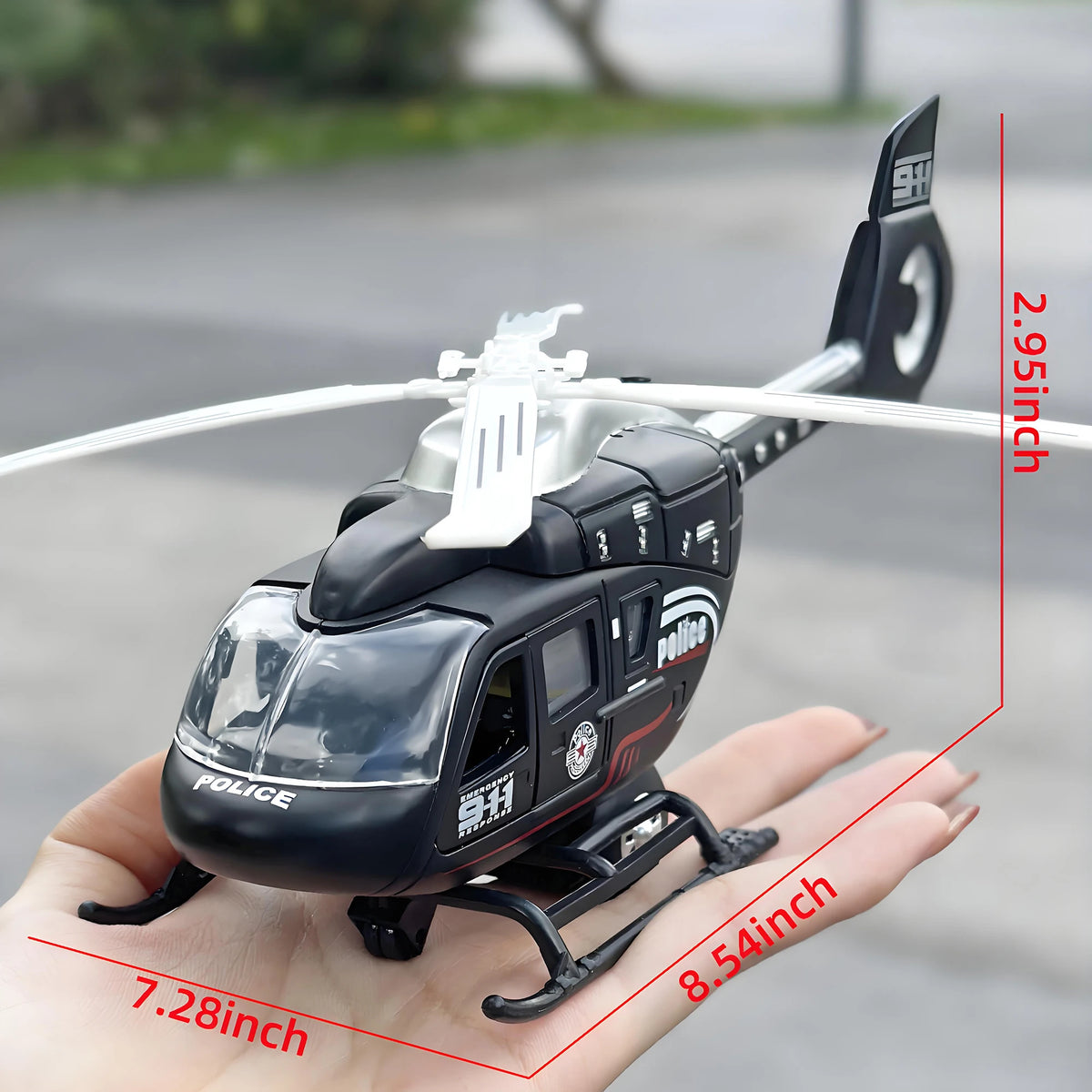 Diecast Military Helicopter Toy with Lights Sound and Rotatable Propeller