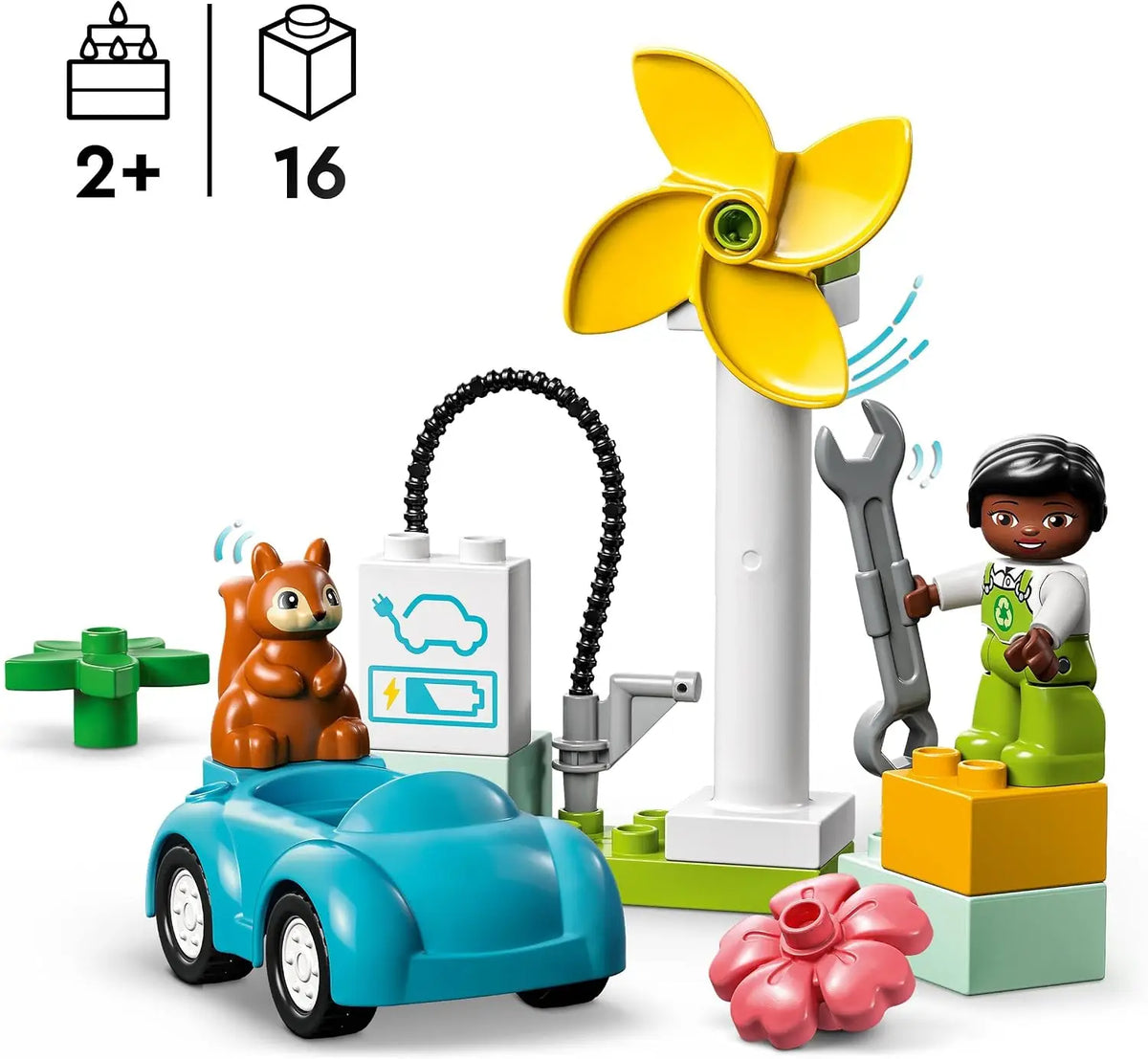 LEGO DUPLO Town Wind Turbine and Electric Car Building Set