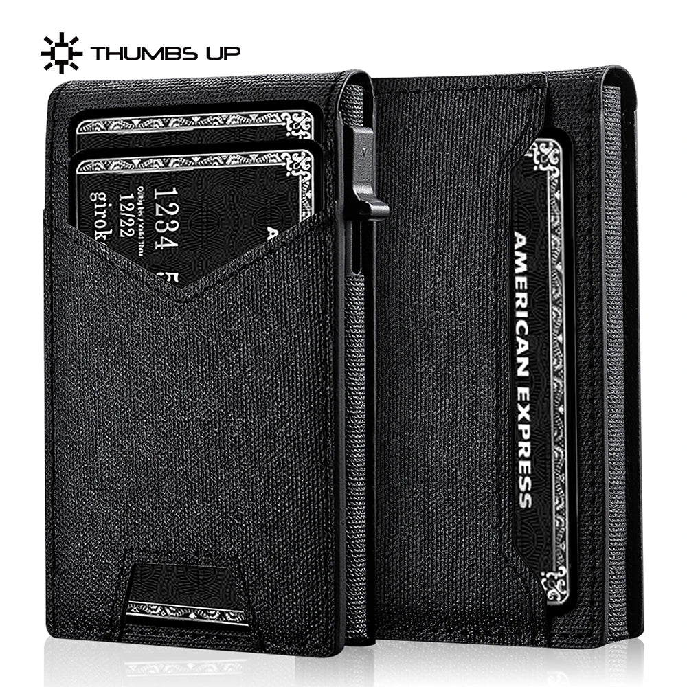 IWANTTI Minimalist Slim Cardholder for Men, Premium Fabric Wallet with Card Ejector, RFID Blocking Front Pocket Stylish Design
