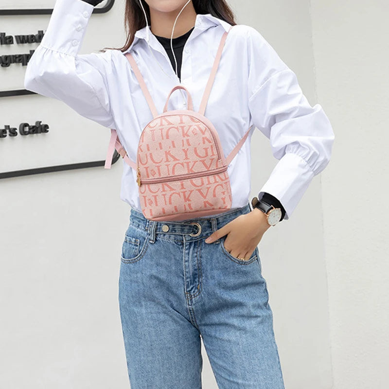 Mini PU Leather Crossbody Backpack For Women Travel