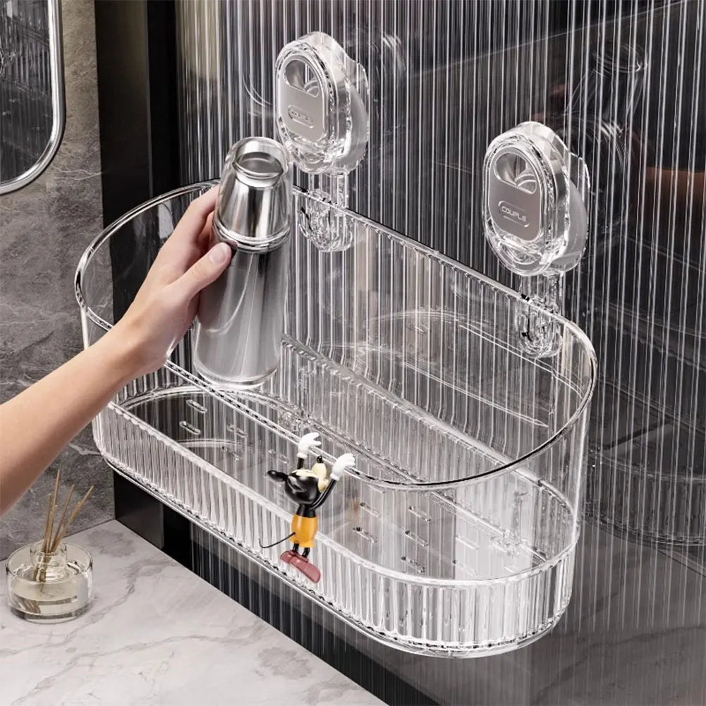 Hanging Shower Shelf Large Capacity & Strong Load-Bearing Removable Shower Basket Suction Cup Shower Caddy for Bathroom Kitchen