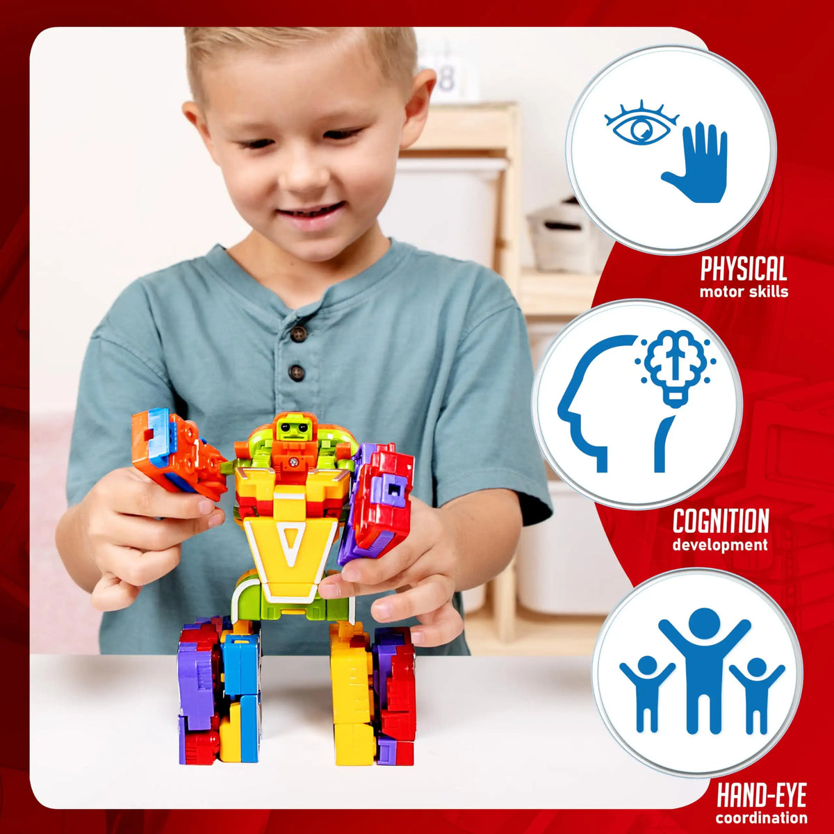 Joyfy 26 in 3 Alphabet Bots Toy 26 Pc Transforming Robot Educational Building STEM Toy for Toddlers Preschool Boys Birthday Gift