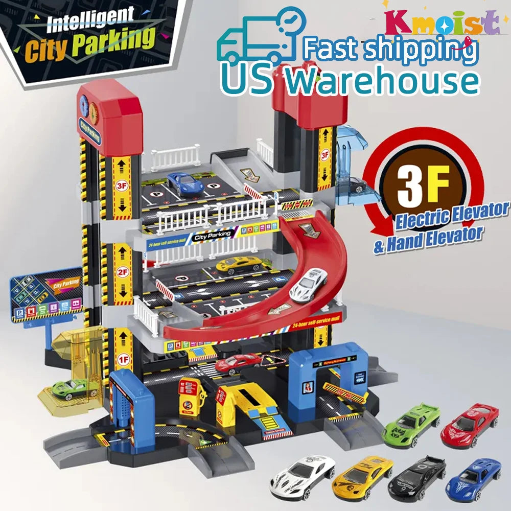 Kmoist Smart City Parking Lot Model Car Puzzle Playset