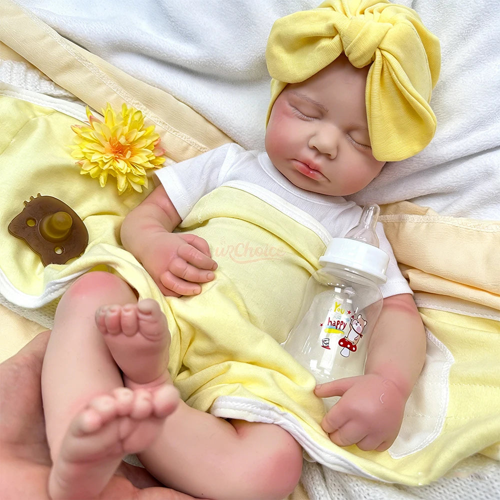 20inch Warm Companion Silicone Reborn Doll Fine Realistic Details Soft Full Body Comfort Doll  Can Open Mouth Loulou for Elderly People Living Alone