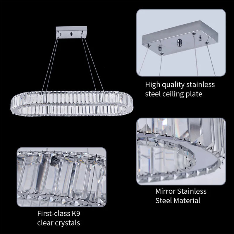 GreeLustr K9 Crystal Oval Ring LED Chandelier Dining Room