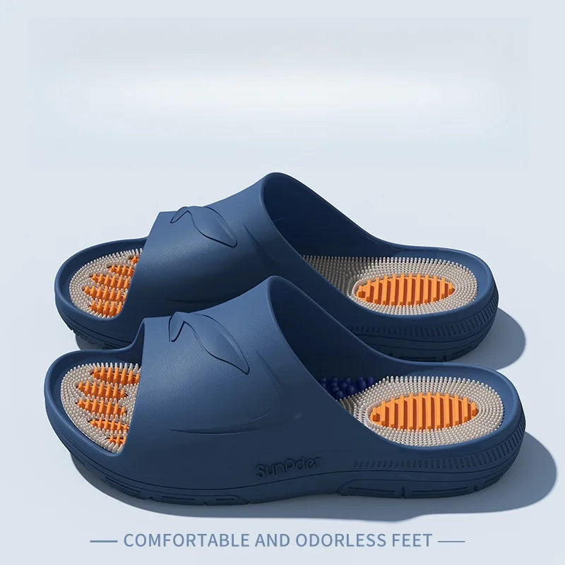 Particle massage cool slippers for men and women, summer indoor home anti-slip slippers - pure color simple casual slippers