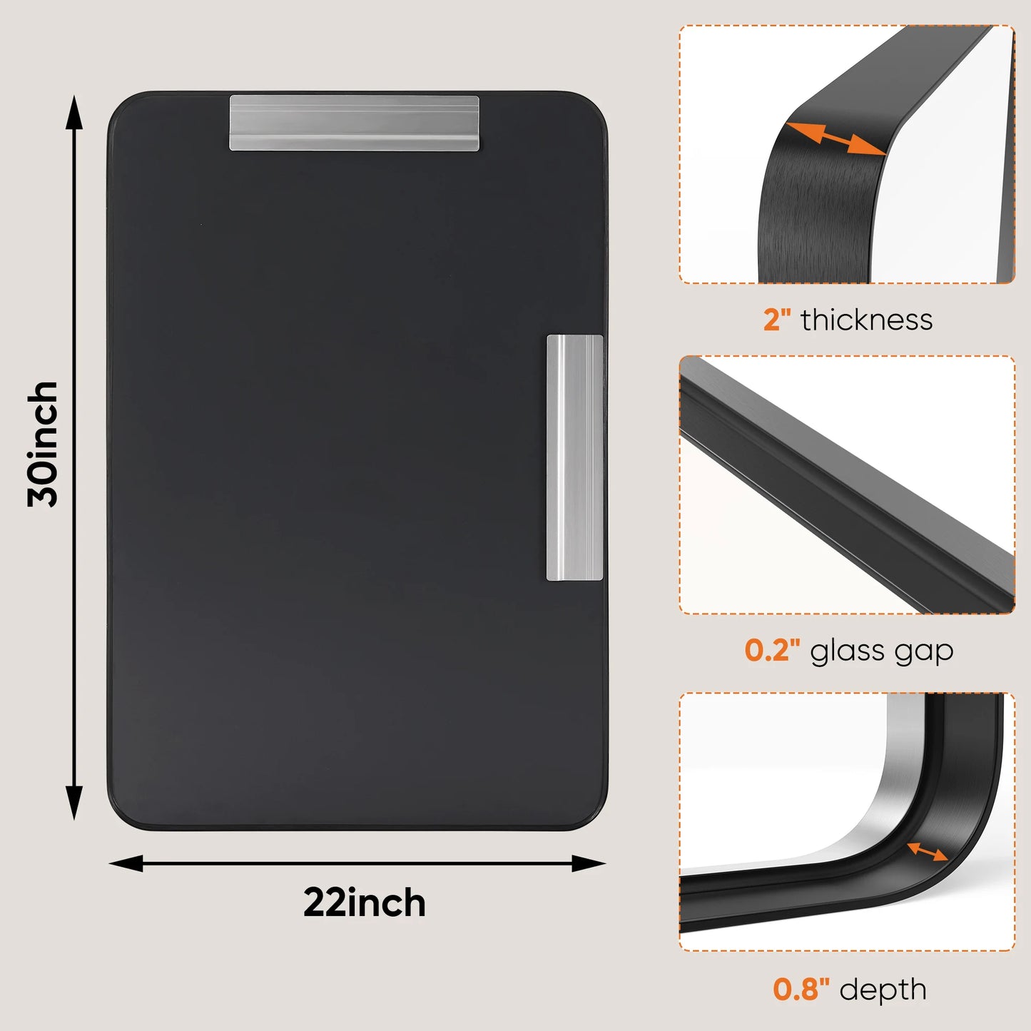 JHK Matte Metal Framed Bathroom Mirror For Wall Vanity Rectangle