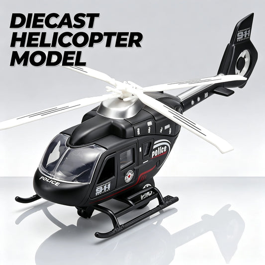 Diecast Military Helicopter Toy with Lights Sound and Rotatable Propeller