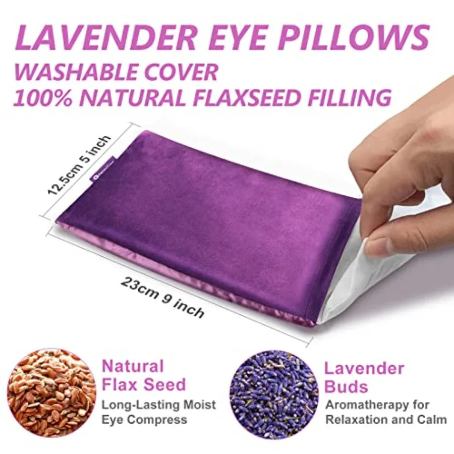 Lavender Eye Pillow for Relaxation Yoga Sleeping Weighted Eye Mask Heated for Headache Sinus Dry Eye Relief Moist Heat Eyes Com