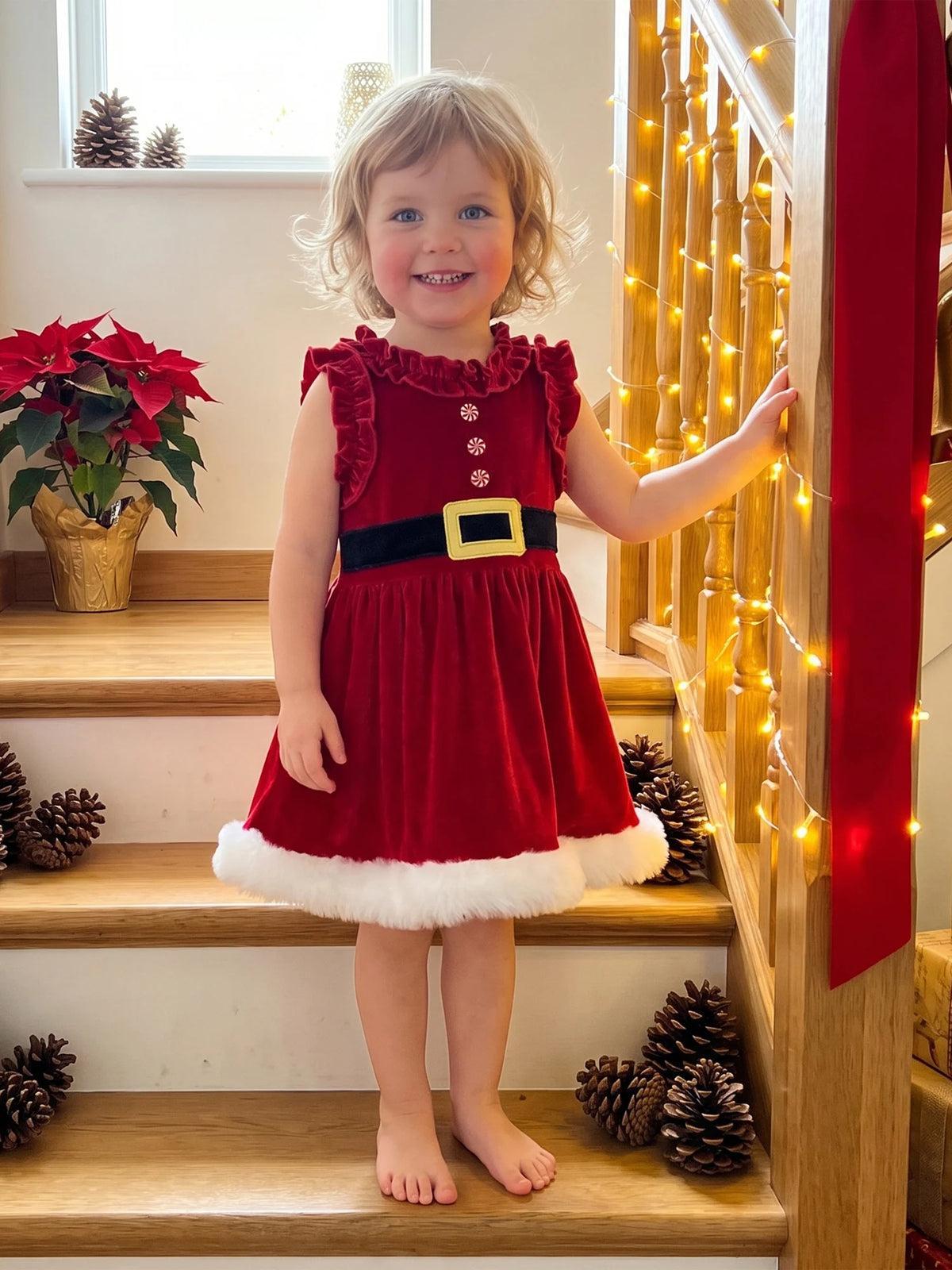 Velvet Fur Trim Santa Baby Girl Velvet Girl Christmas Sleeveless Toddler Baby Girl Fur Trim Toddler Baby Girl