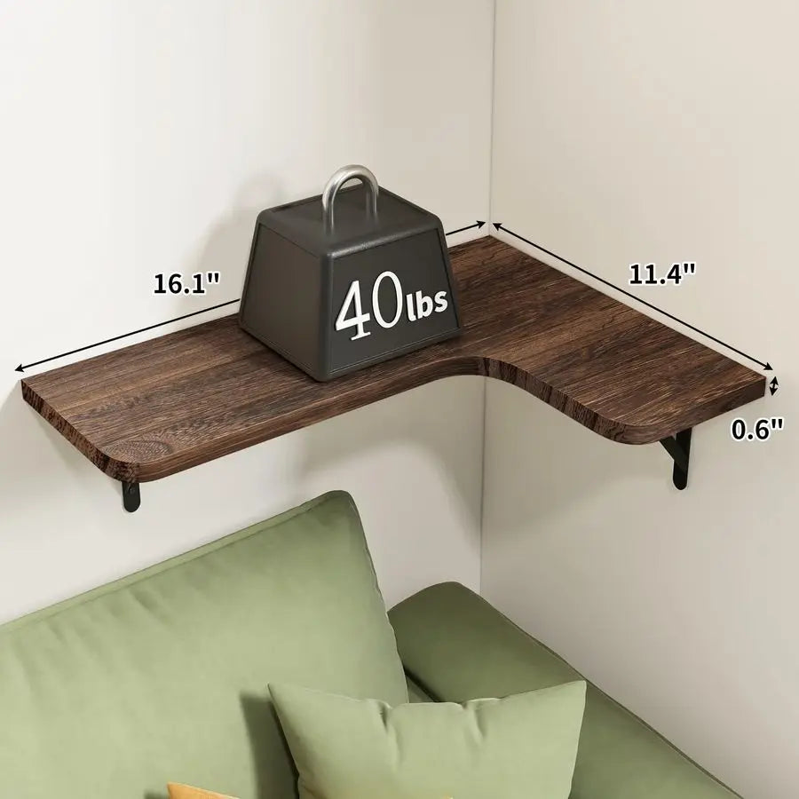 XMSJ Rustic Wood Floating Wall Shelves Corner Shelf Home Decor