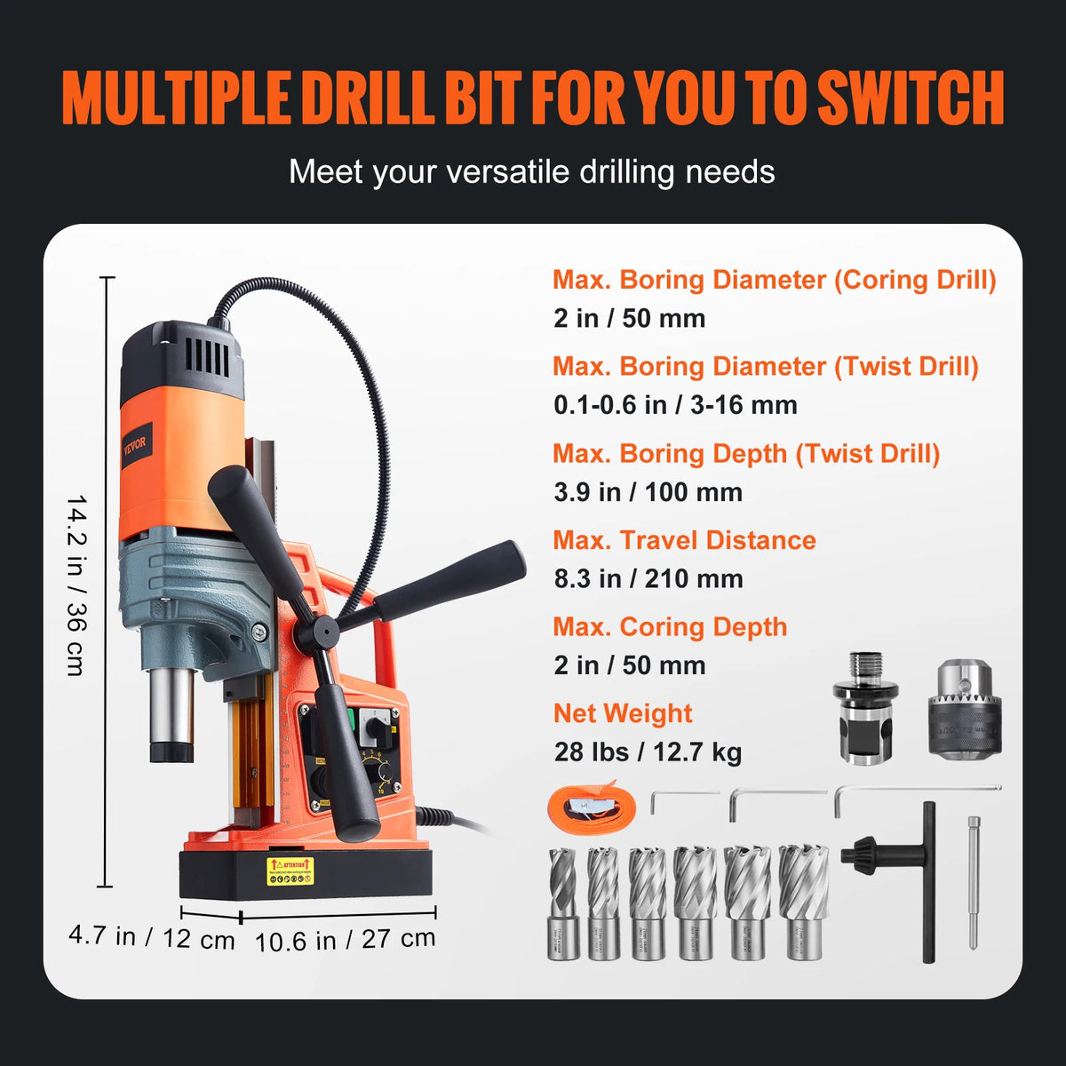 SucceBuy Electric Portable Magnetic Drill Press for Metal Drilling
