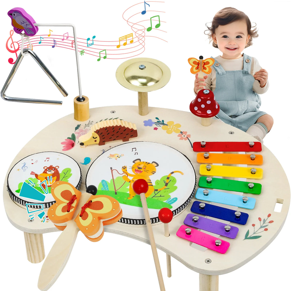 Baby Educational Toys Wooden Aeolian Bells Montessori Children's Musical Toys Xylophone Newborn Birthday Gifts Music Table Toys