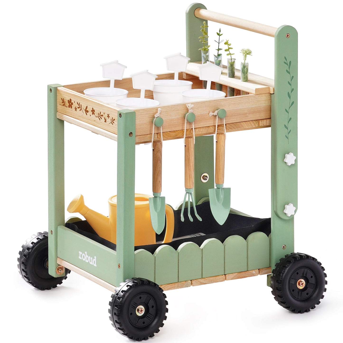 ROBUD Wooden Mud Kitchen Outdoor for Kids with Removable Sink Faucet Garden Tools Accessories Pretend Play Kitchen Toy Montessori Outdoor Toy Gift for Boys Girls Age 3+