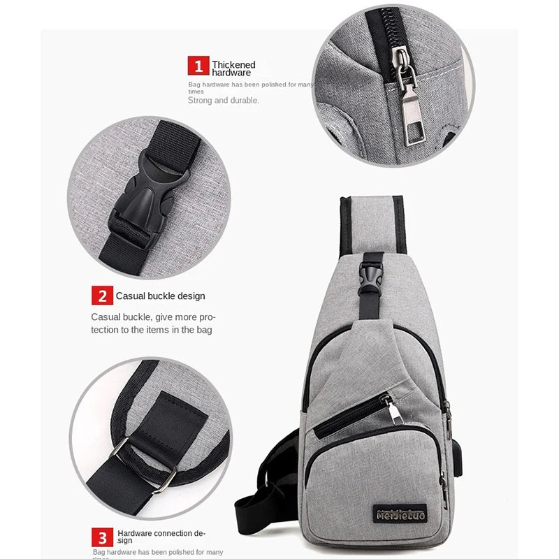 Men's Casual Crossbody Messenger Shoulder Bag With Phone Pocket