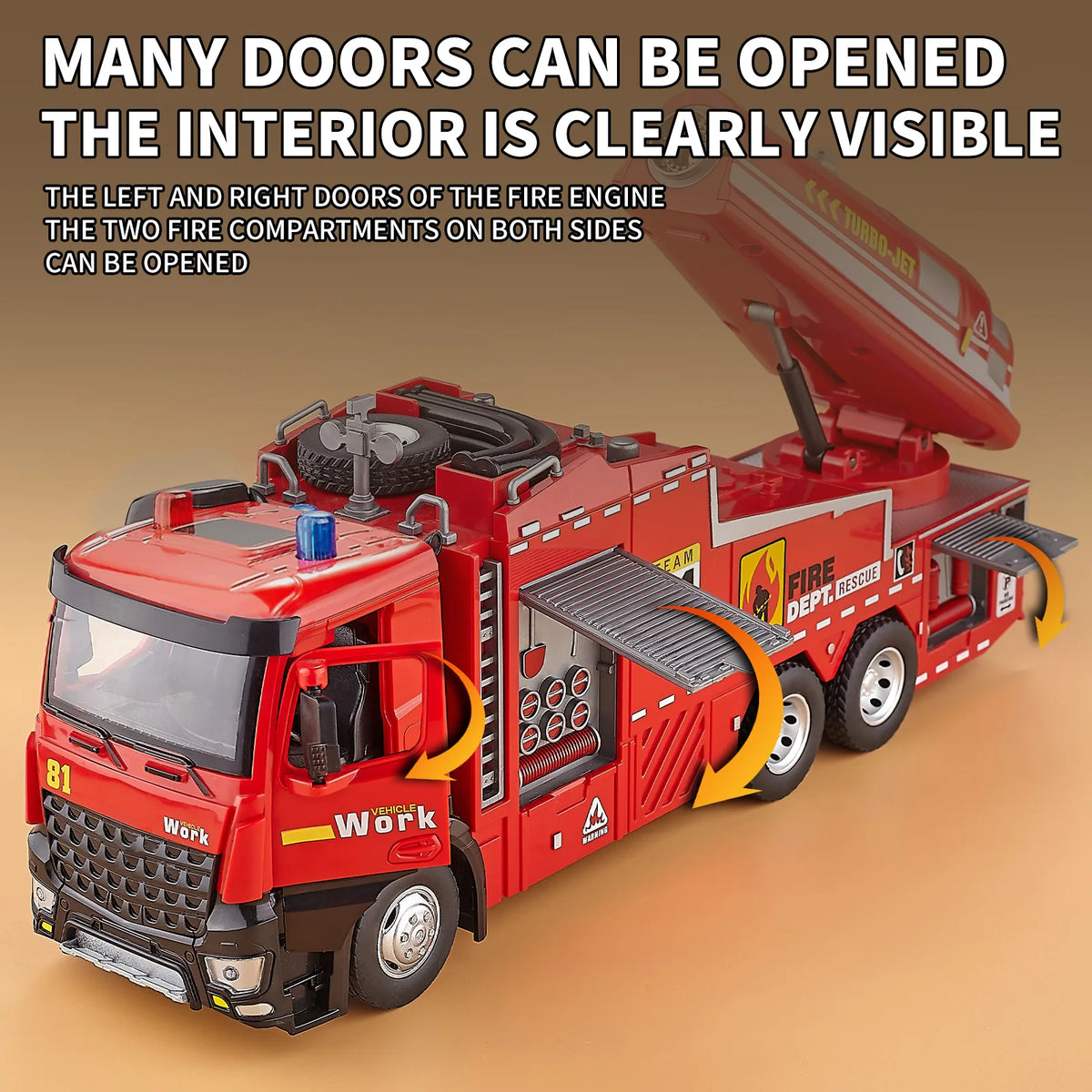 Diecast Fire Truck Toy With Lights Music And Water Spray