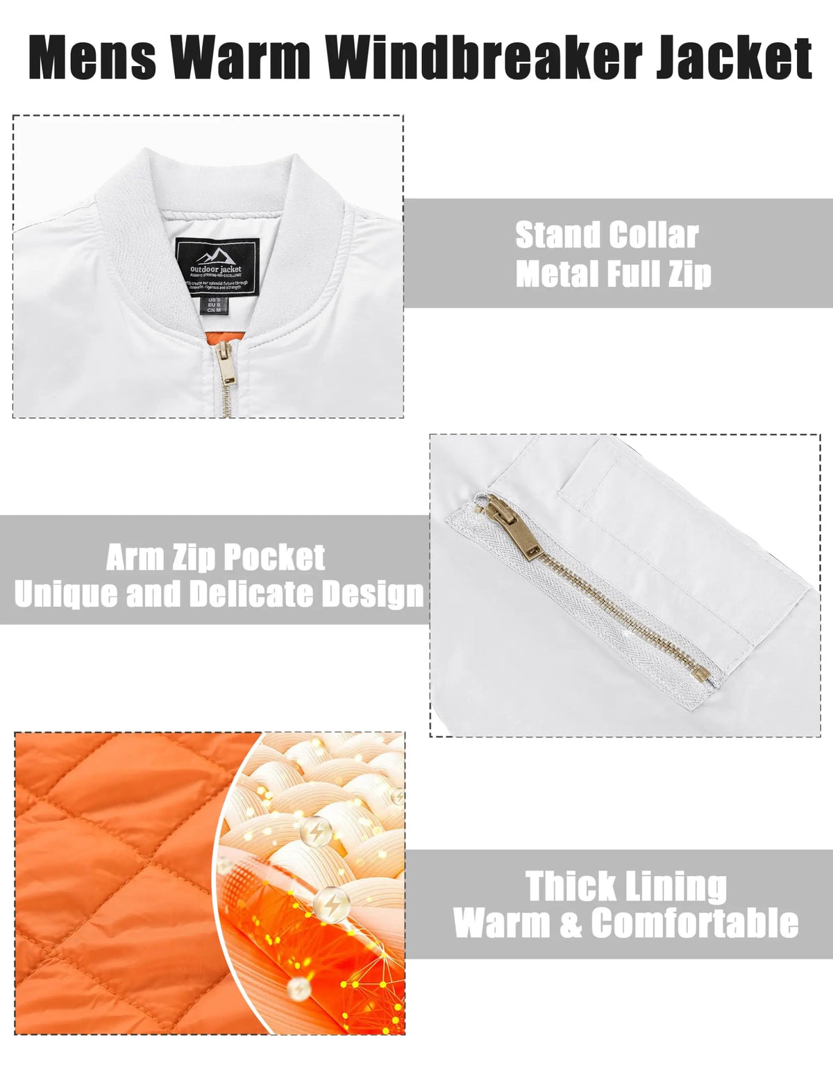 Cavva Men's Padded Windbreaker Jacket With Zipper Pockets For Travel