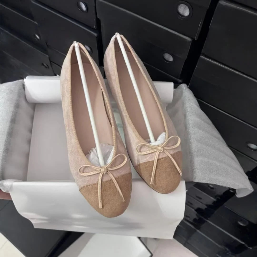 Women's Leather Ballet Flats With Bow Comfortable Casual Shoes