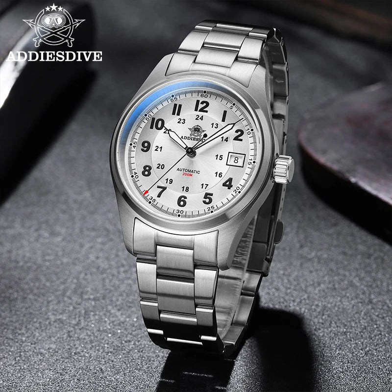 Addiesdive Automatic Watch Mens 200m Luminous Sapphire Glass