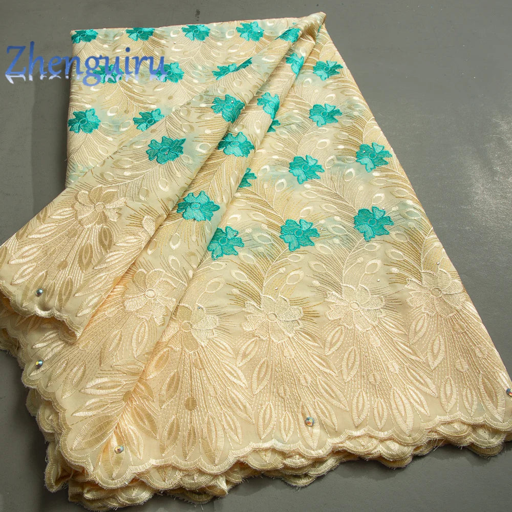 African Lace Fabric Swiss Voile Cotton Embroidered Nigerian Lace 5 Yards