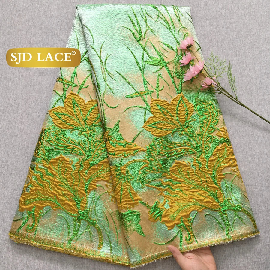 Nigerian Brocade Lace Damask Fabrics African Jacquard For Women Dresses