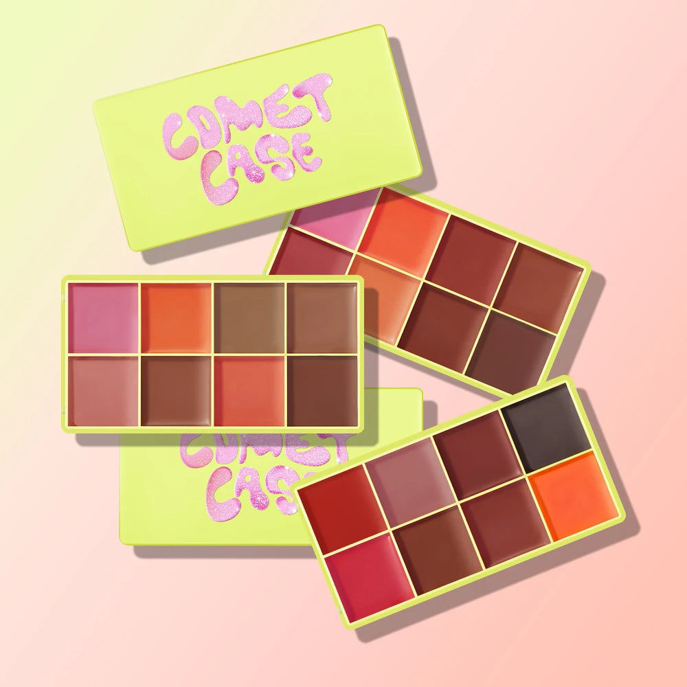 All-In-One 8 Color Cream Blush Countouring Face Palette Blendable Longwear Natural Glow Shades Long-Lasting Sweat-Resistant Woman Makeup
