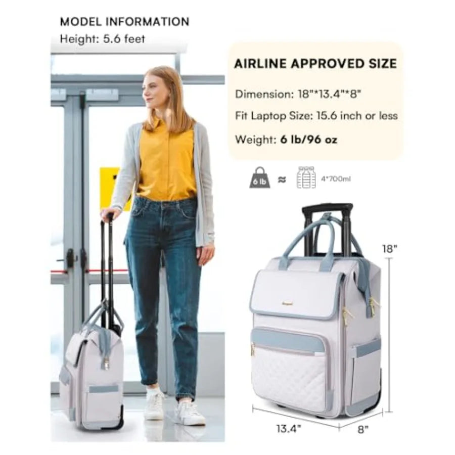 Rolling Laptop Backpack With Wheels 2 In 1 Travel Carrier