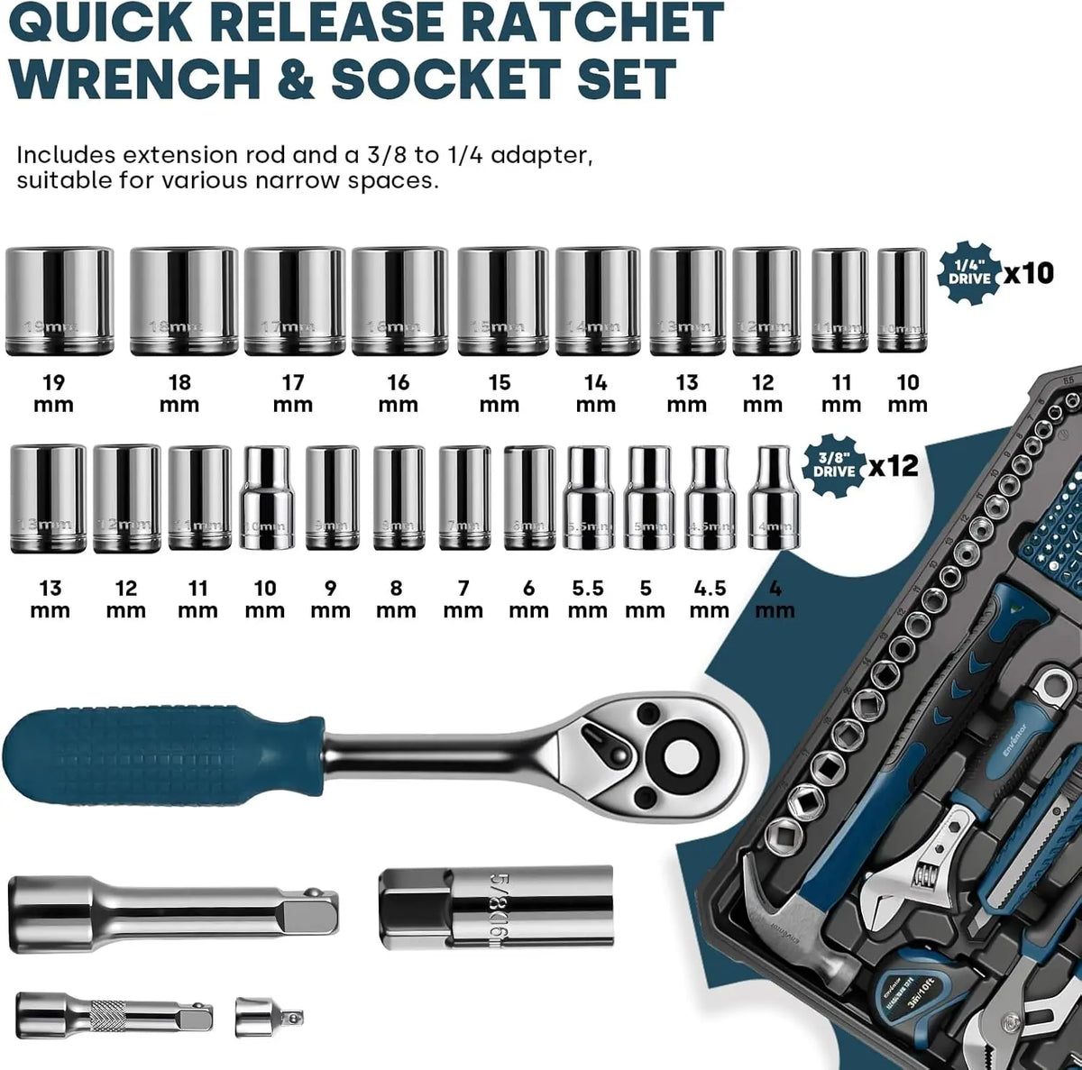 Enventor Home Tool Kit with Toolbox for Repairs and DIY