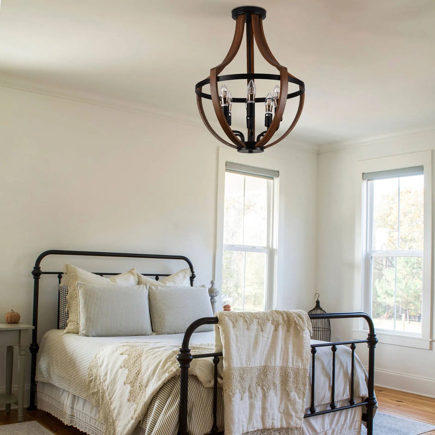 Modern Rustic Wooden Pendant Light For Kitchen And Dining Room