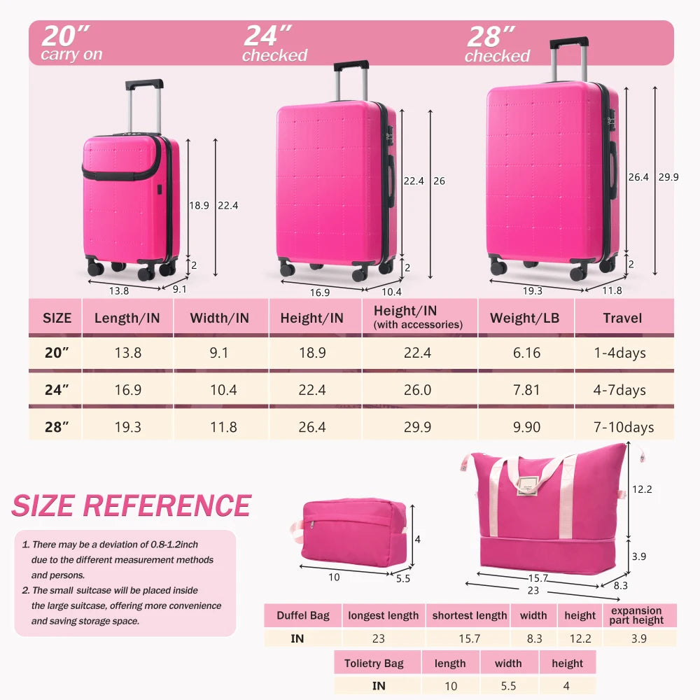 Checked Suitcase with USB Port Spinner Wheels - TSA Lock, Airline-Approved - Lightweight  Polypropylene Expandable Hardshell