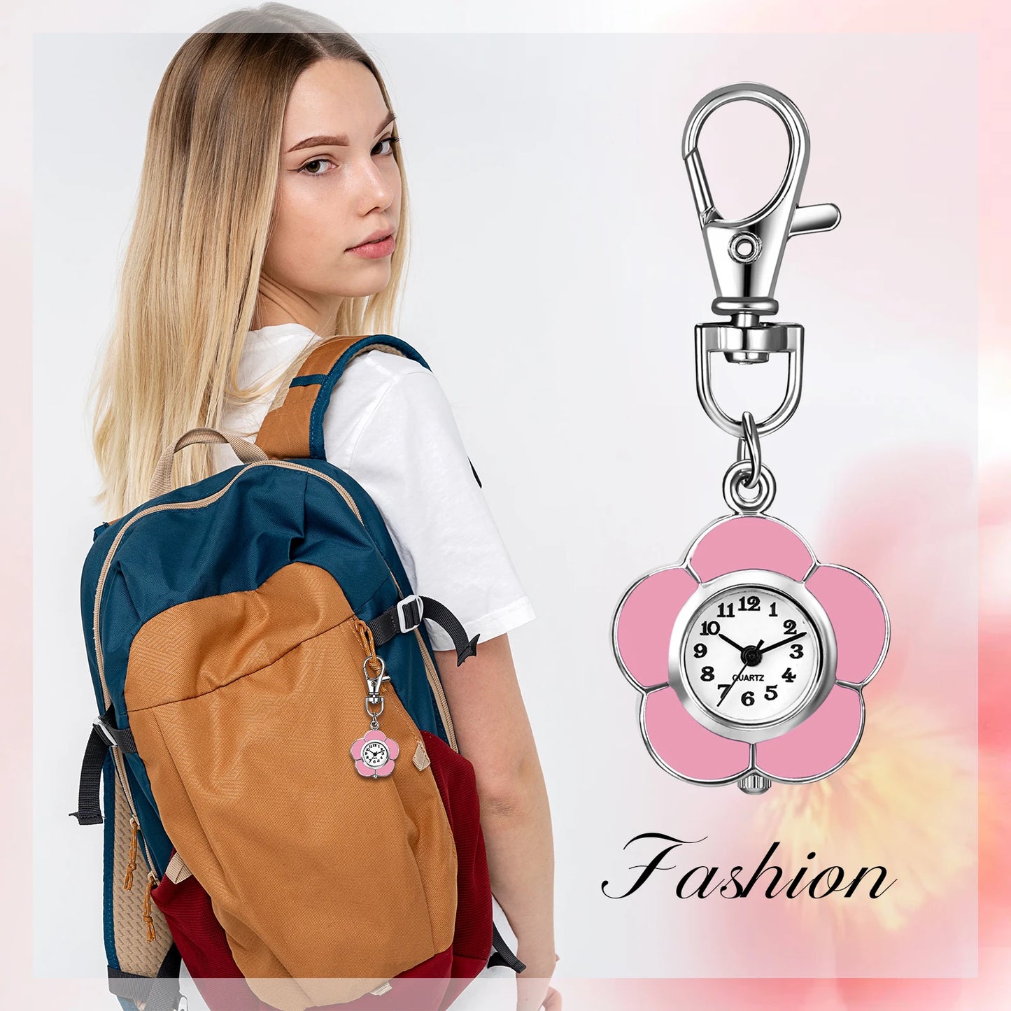 Analog Quartz HD Digital Dial Hanging Watch Mountaineering Buckle Watch unisex outdoor work study watch pink