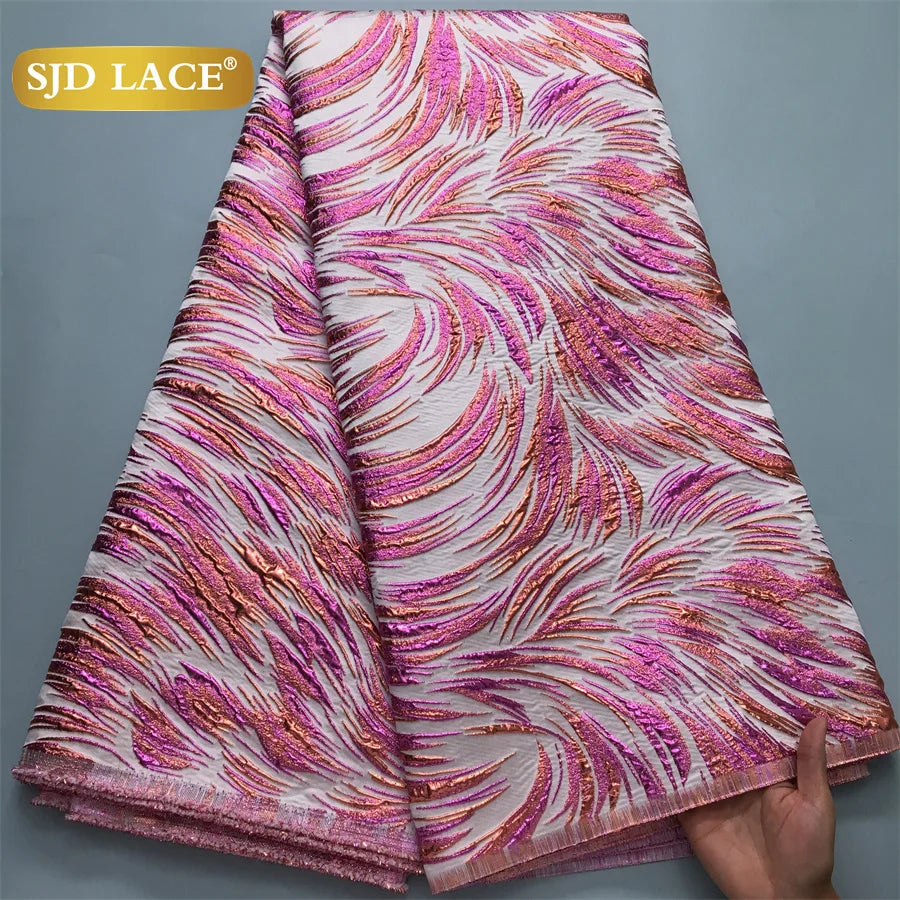 Nigerian Brocade Lace Damask Fabrics African Jacquard For Women Dresses