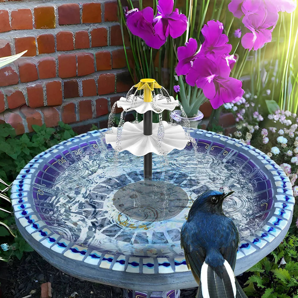 3-Tier Decorative Fountain with Solar Panel Water Fountain and Birdbath Water Fountain with Birdbath for Courtyard Patio Balcony