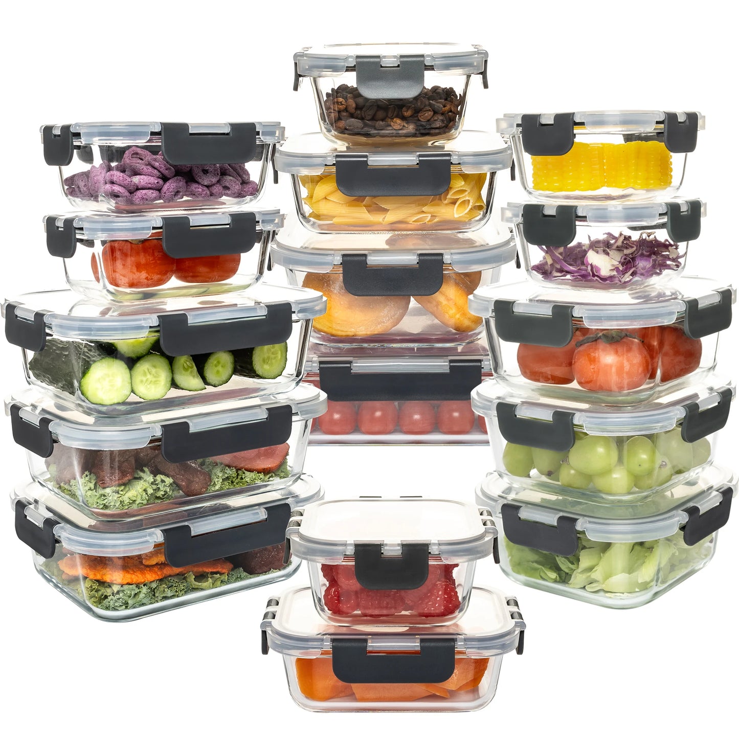 Glass Food Storage Containers Set Leakproof Airtight BPA Free