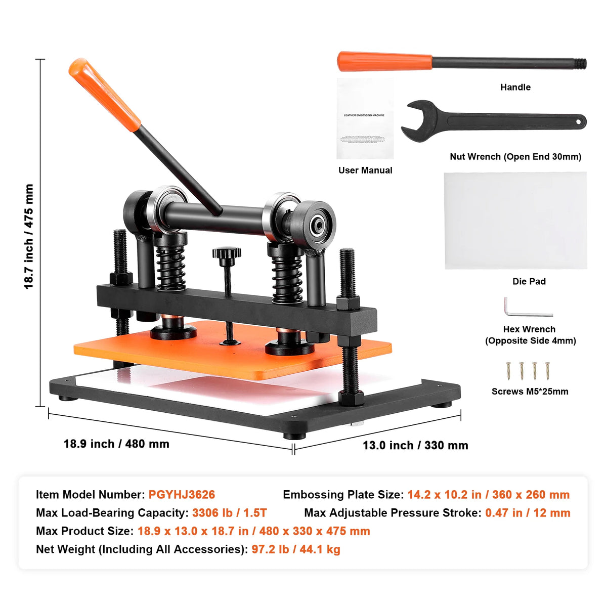 SucceBuy Manual Leather Die Cutting and Embossing Machine