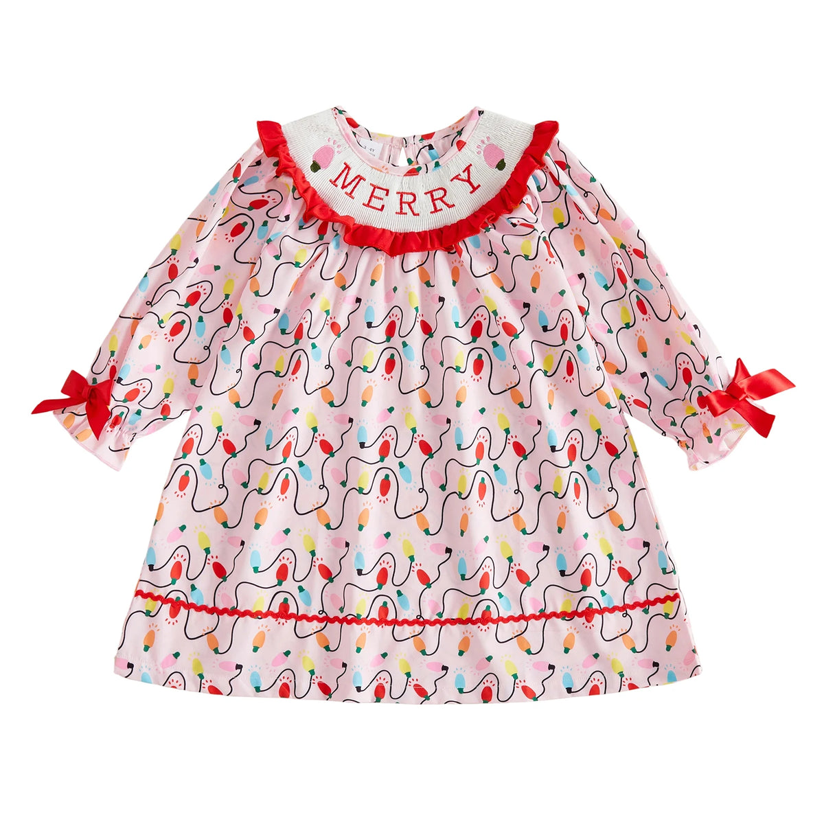 Girls Christmas Dress Sleeve Print Crew Little Crew Neck Little Girls Christmas Christmas Lightweight