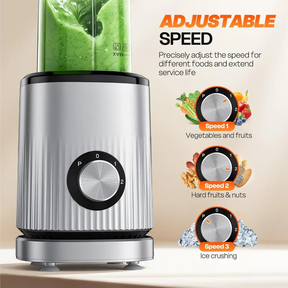 Portable Personal Smoothie Blender with 2 24oz Cups Extra Lid for Shakes Juices Baby Food Nutritious Recipes