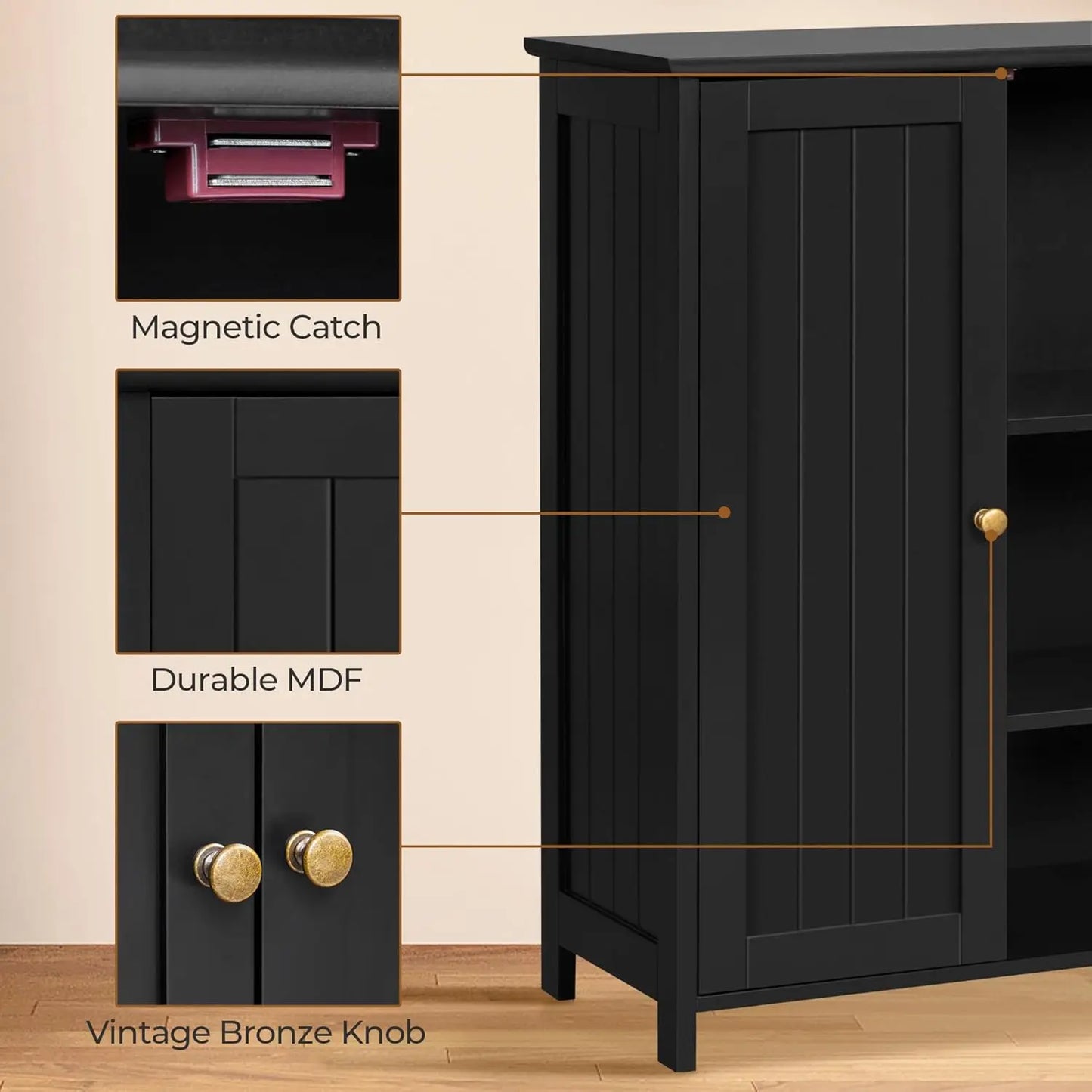 Bathroom Floor Cabinet Freestanding Storage Organizer With Adjustable Shelves
