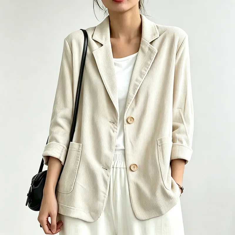 Women's Vintage Casual Single Breasted Cotton Blend Jacket