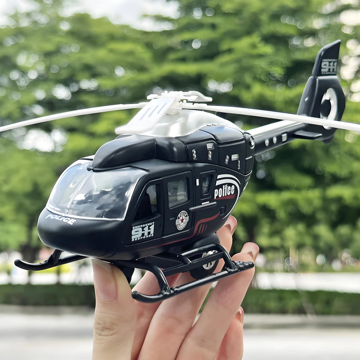 Diecast Military Helicopter Toy with Lights Sound and Rotatable Propeller