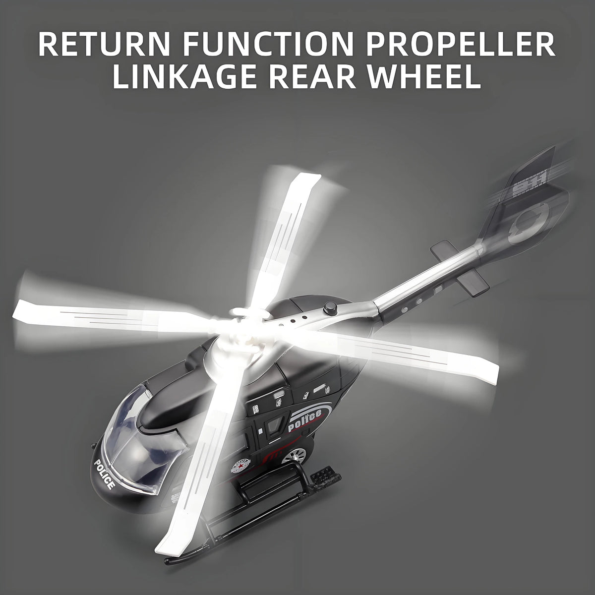 Diecast Military Helicopter Toy with Lights Sound and Rotatable Propeller